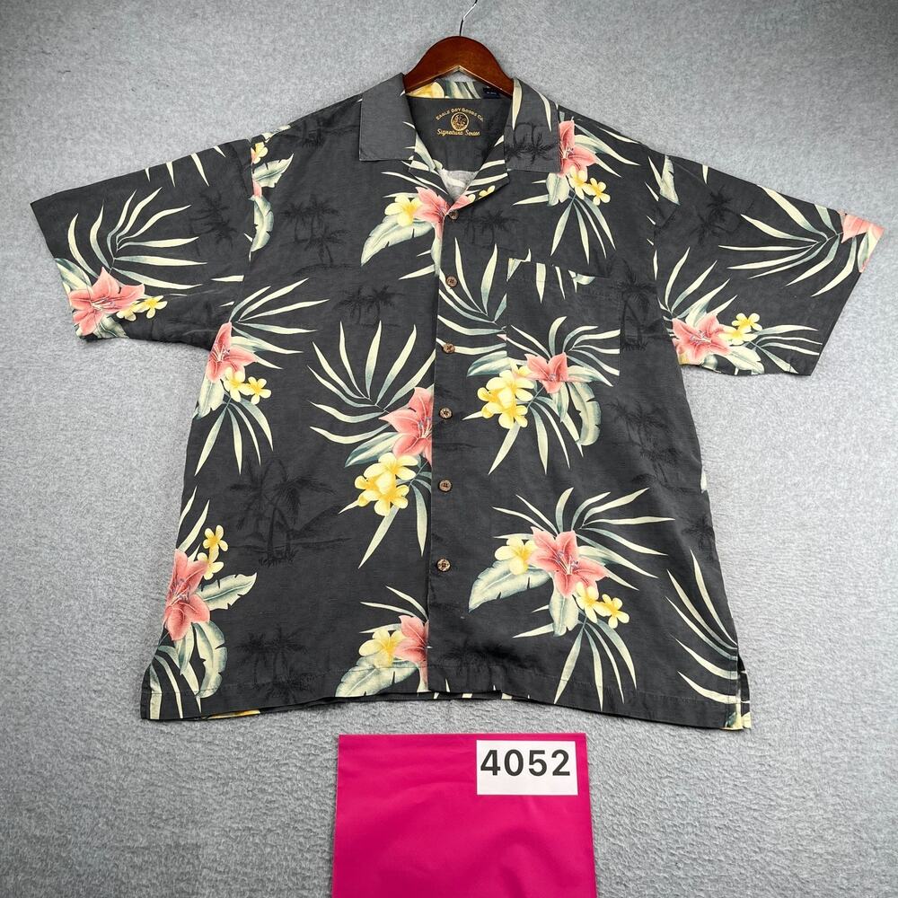 Eagle Dry Goods Silk Tropical Hawaiian Print Shirt Button Up Short Sleeve Men L